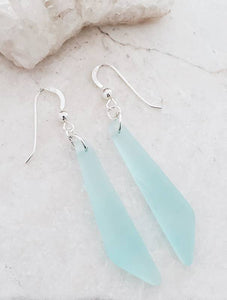 Cultured Sea Glass Paddle Earrings - Turquoise