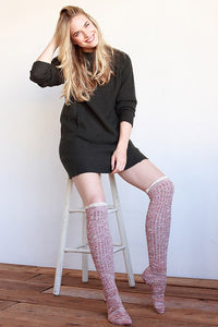 Multi Color Lace Top Over The Knee Socks