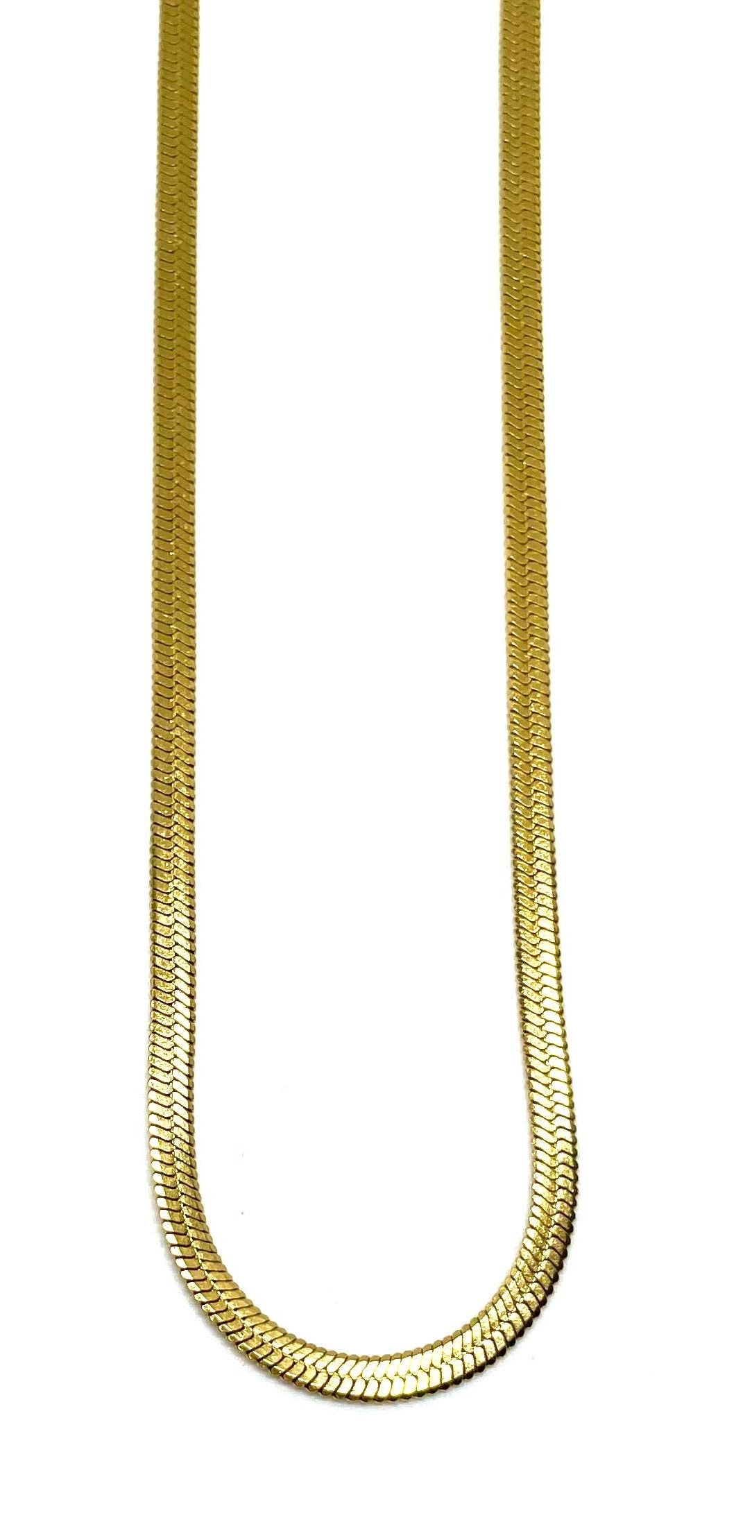 Gold Herringbone Necklace 3MM Wide