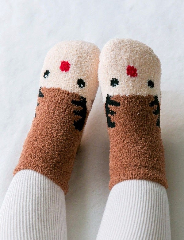 Reindeer Fuzzy Fur Socks
