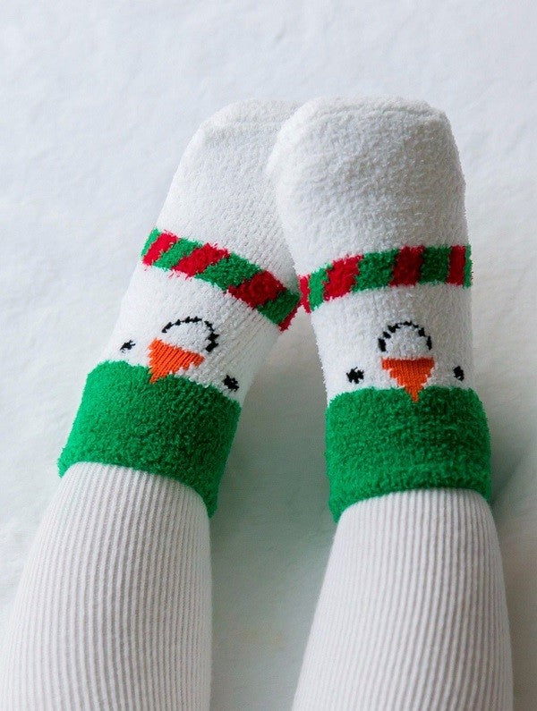 Snowman Fuzzy Fur Socks