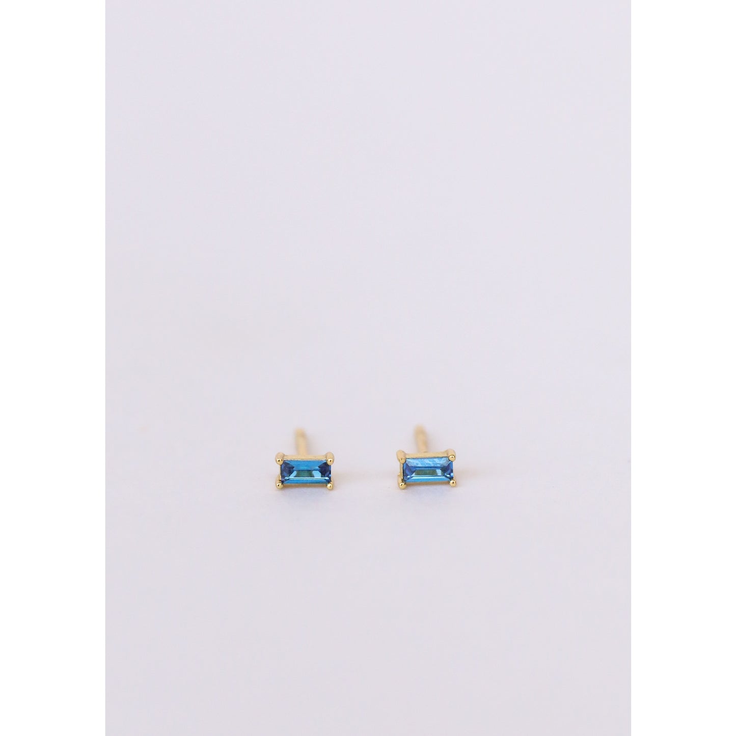 Baguette Sapphire Stud Earrings