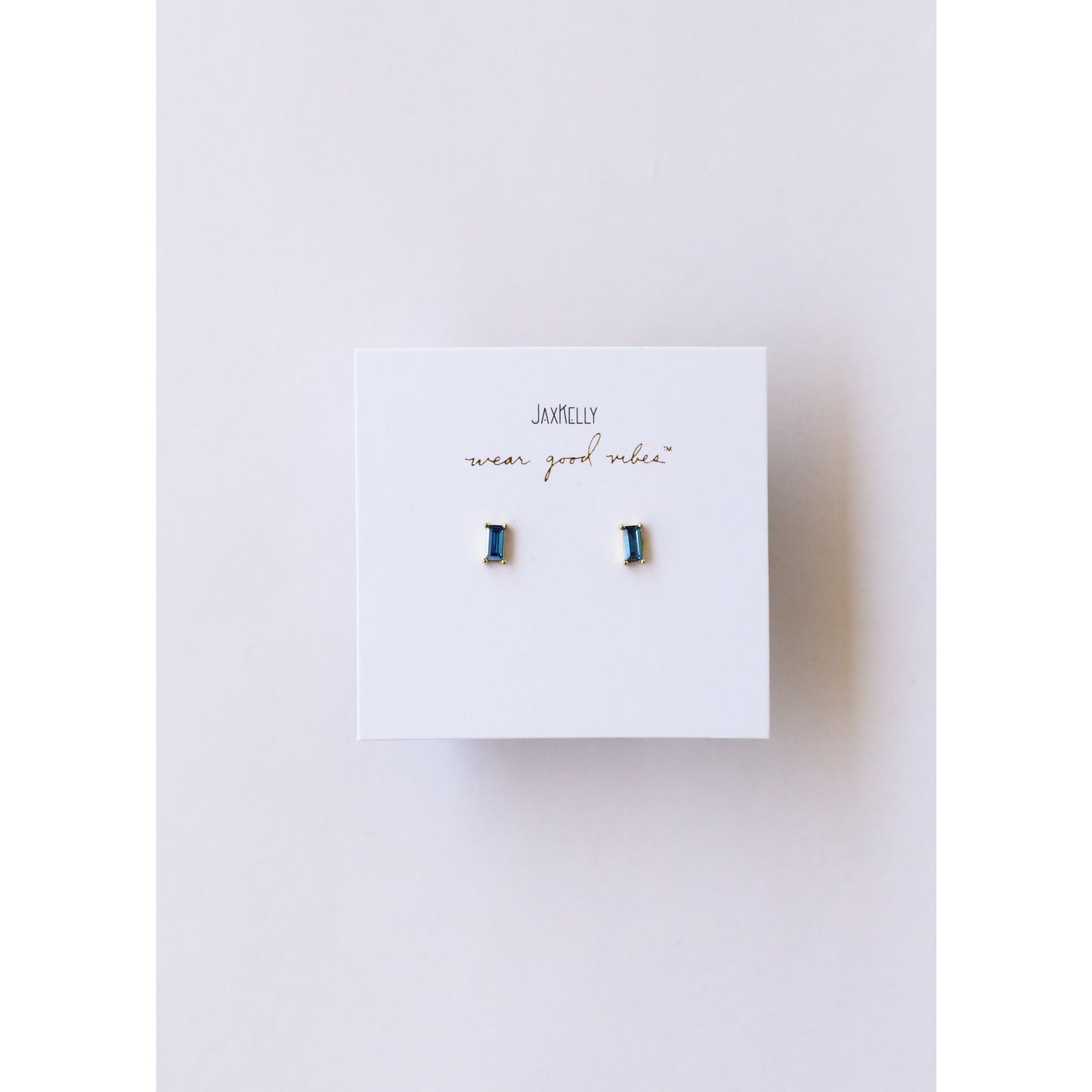 Baguette Sapphire Stud Earrings