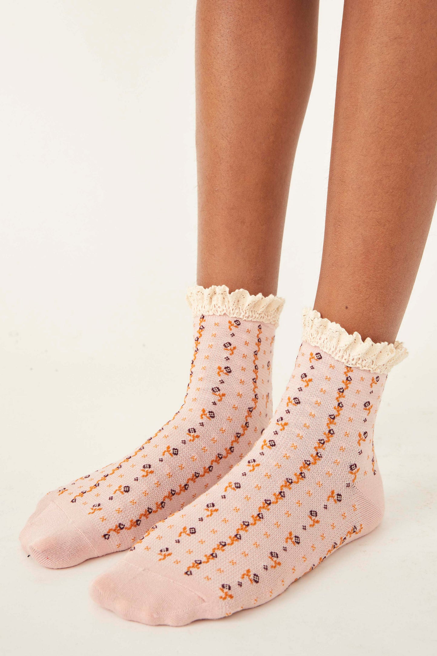 Rosebud Waffle Knit Ankle Socks