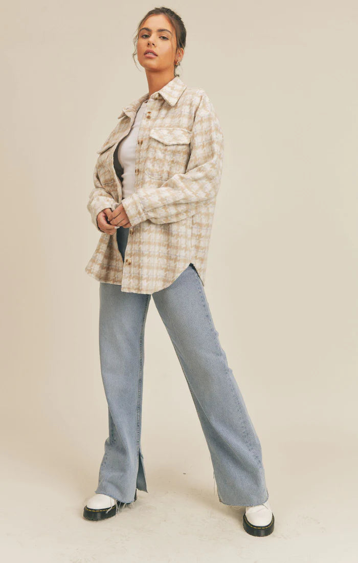 Bershka oversized button front jacket deals in check