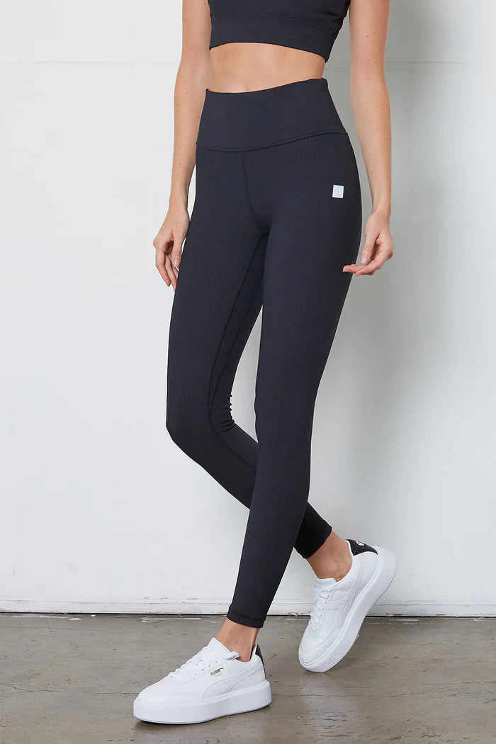 Nancy Ribbed Texture Leggings Black
