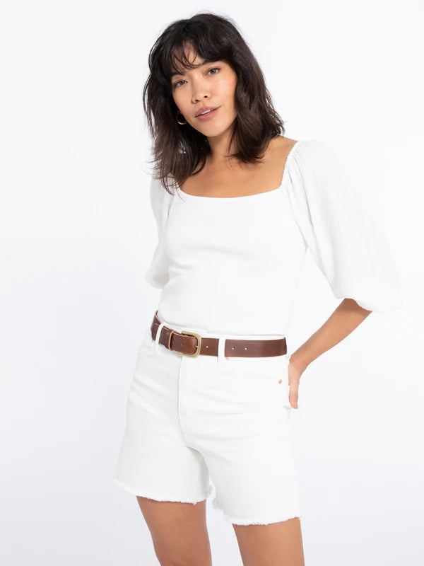 Remix Volume Sleeve Top White