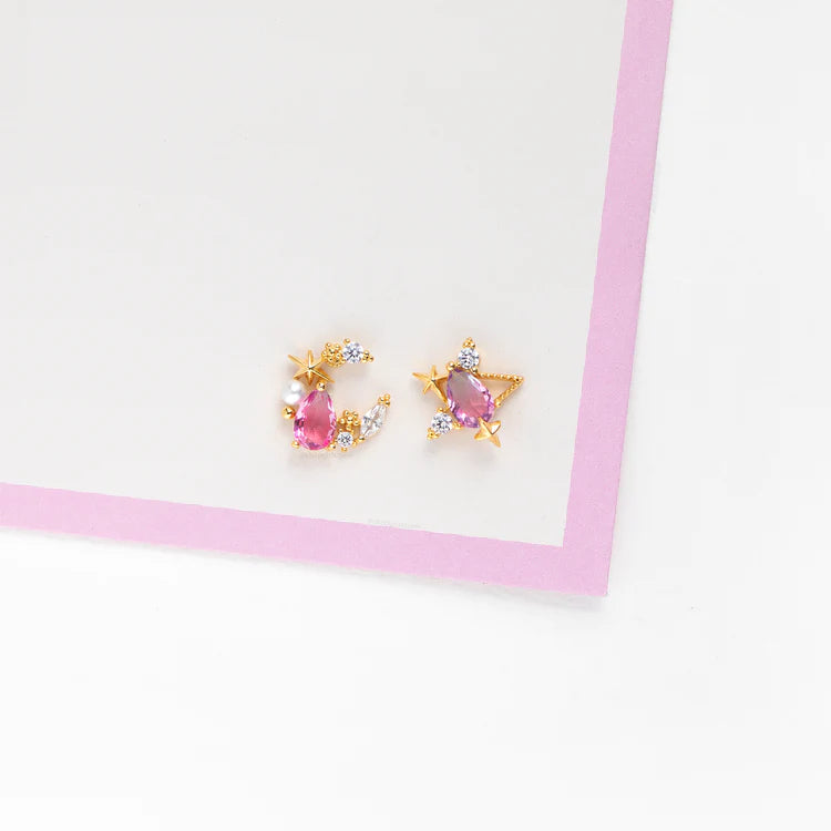 Aurora Moon & Star Studs - Gold