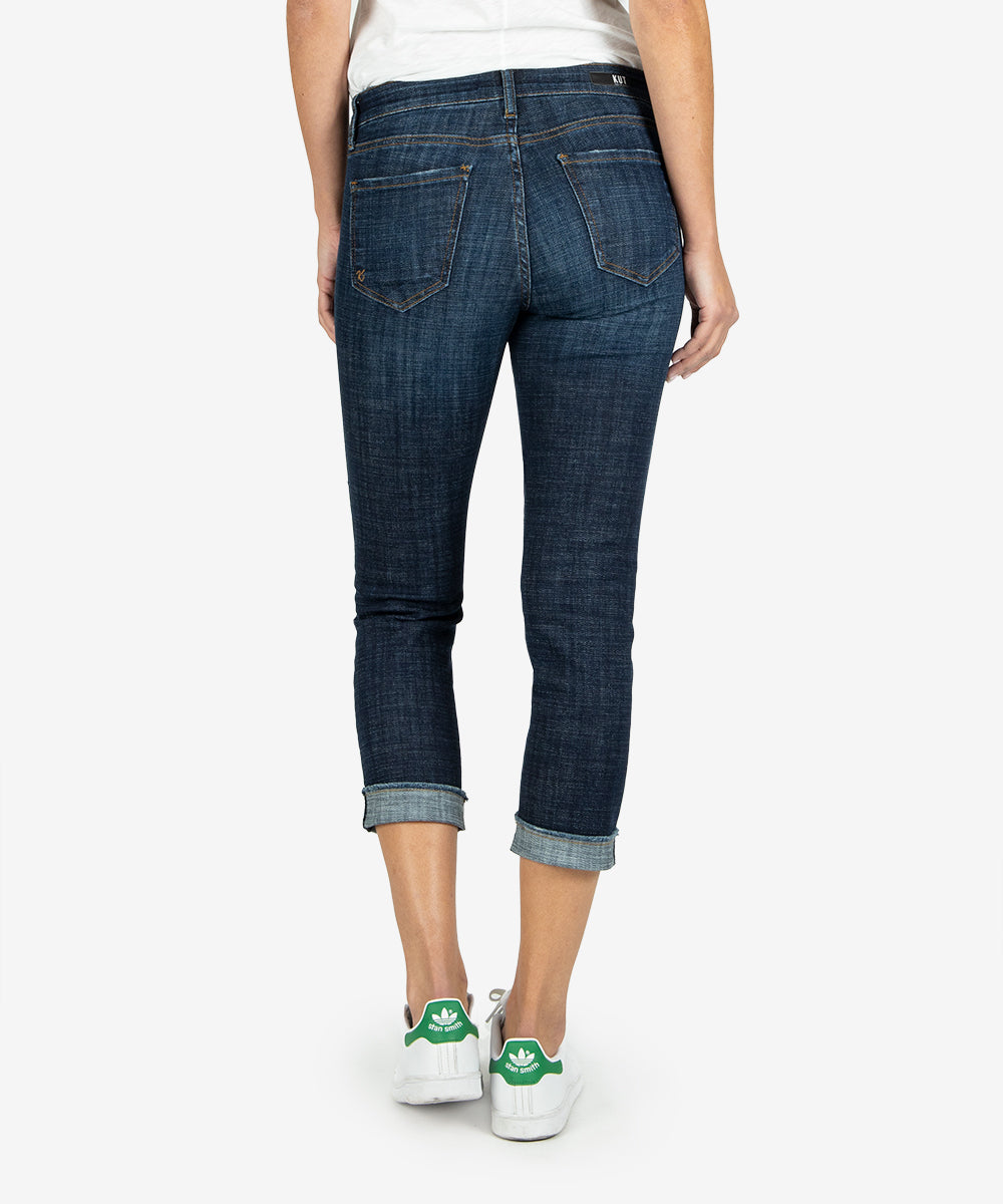 Amy Crop Straight Leg With Roll Up Fray Hem Jean - Acknowledging Wash