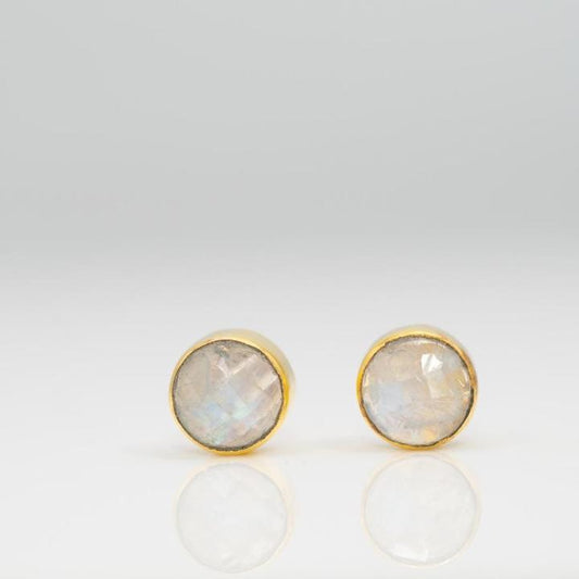 Moonstone Rose Cut Studs