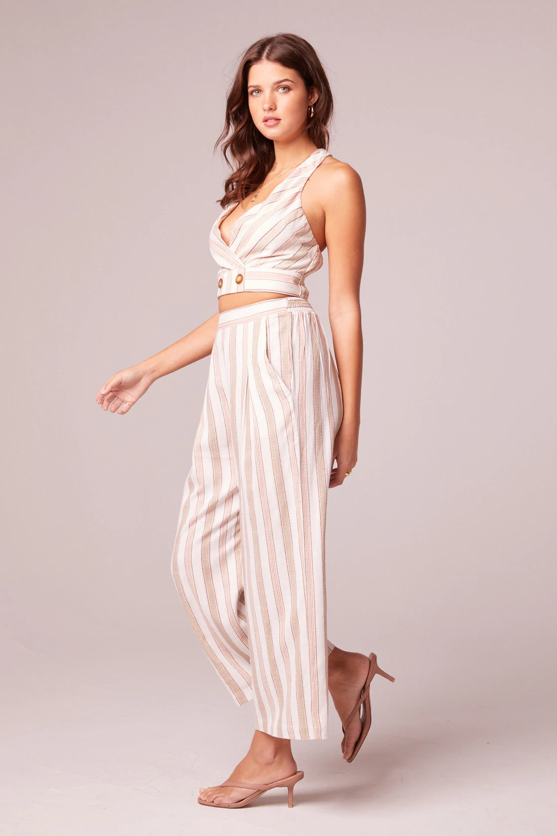 Walk On Biege Striped Wide Leg Pants