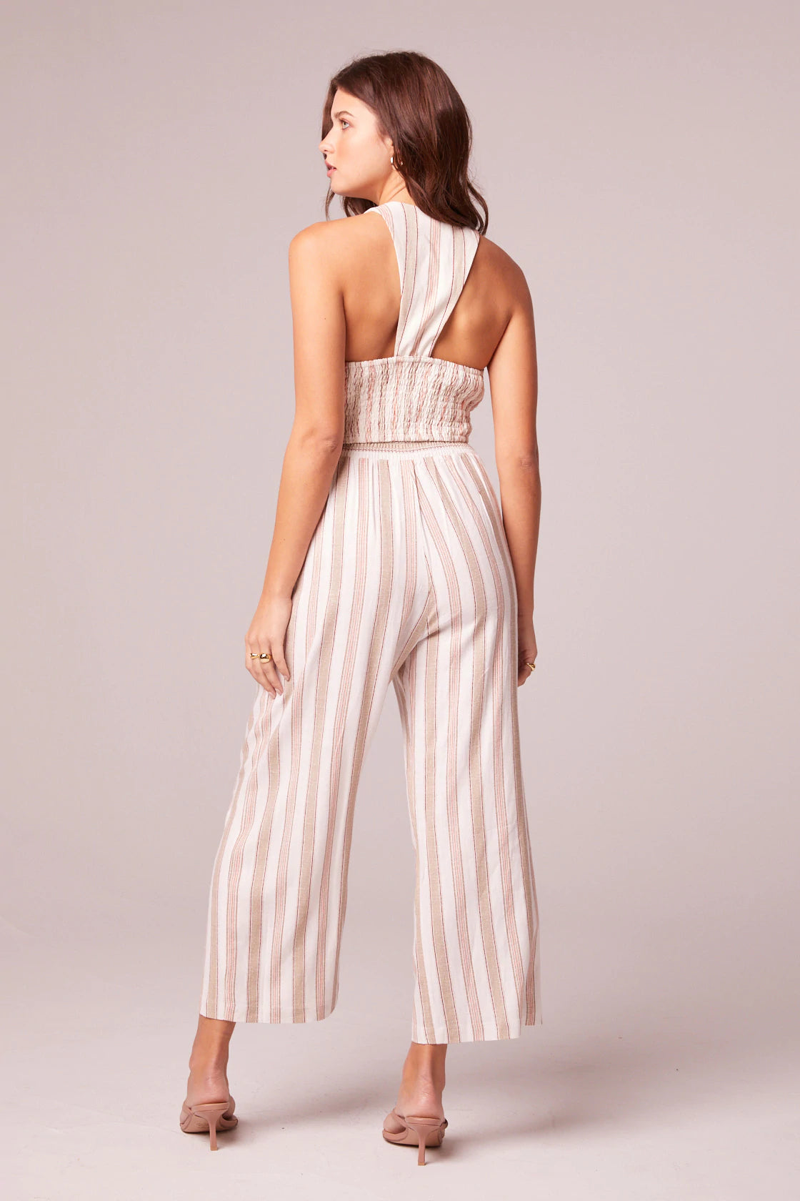Walk On Biege Striped Wide Leg Pants