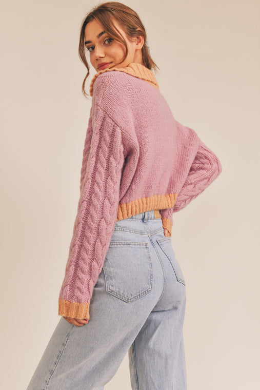 Shayla Rhinestone Button Cable Knit Cardigan