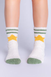 Plush Cozy Gold Star Status Slipper Socks