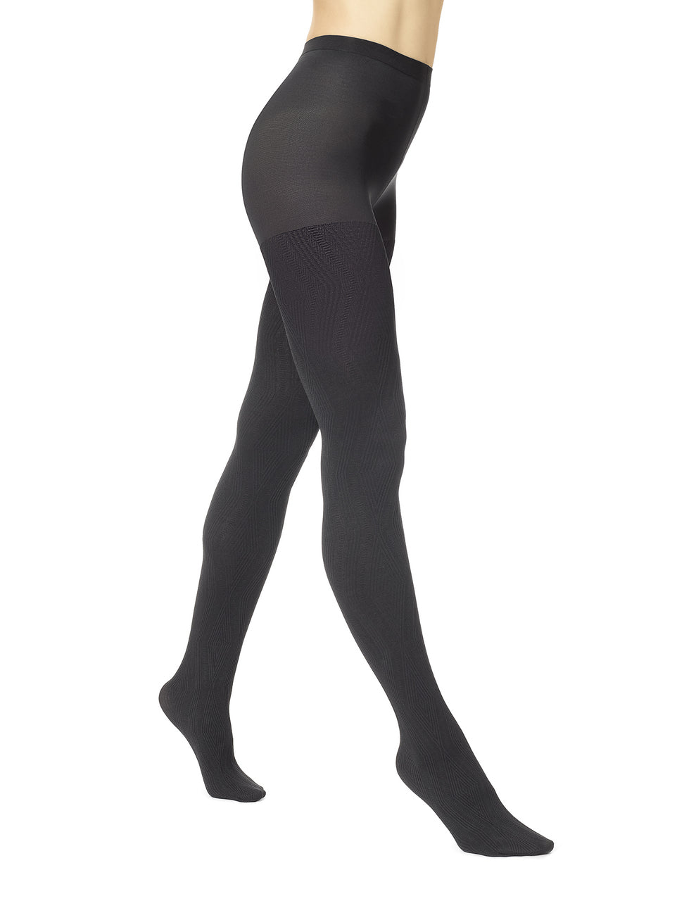 Diamond Texture Tights With Control Top