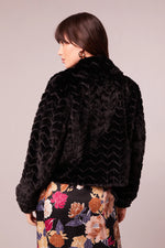 Load image into Gallery viewer, Val Black Faux Fur Chevron Jacket
