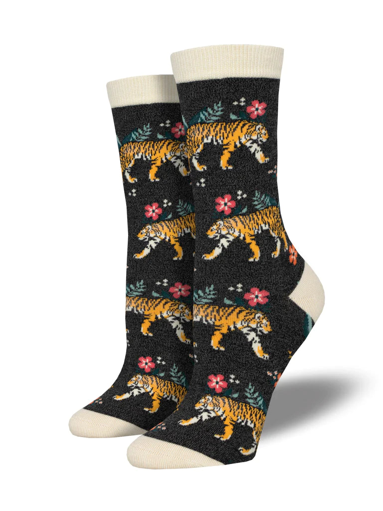 Tiger Floral Bamboo Socks