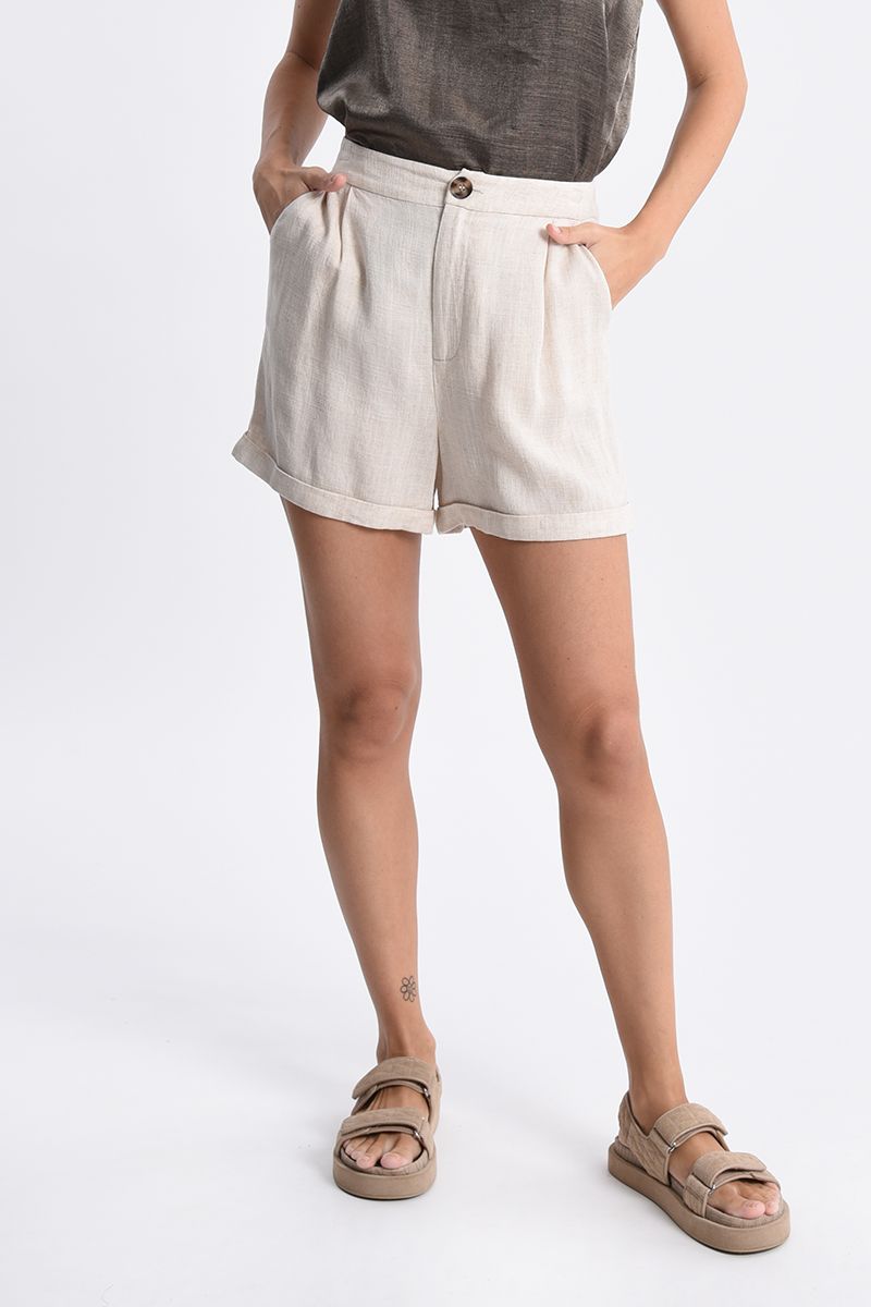 Premium Linen Shorts Biege