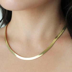 Gold Herringbone Necklace 5MM Wide
