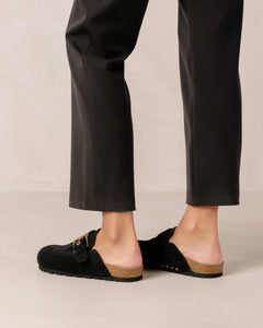 Cozy Black Suede Clog