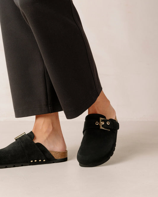 Cozy Black Suede Clog