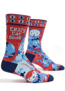 Crazy Cat Dude Men's Crew Socks