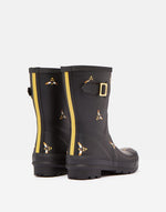 Load image into Gallery viewer, Molly Mid Height Printed Rain Boots - Black Metallic Bees
