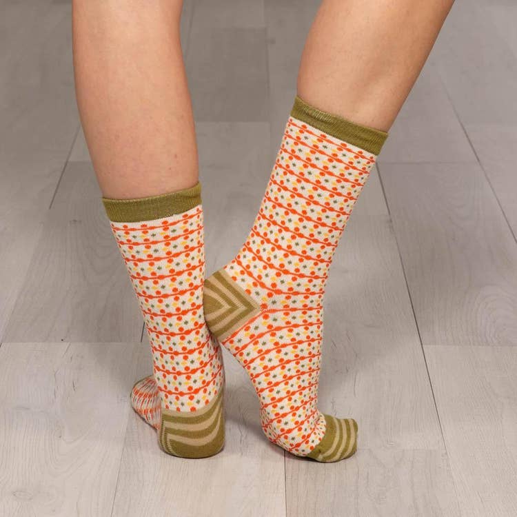 Dots Orange Border Socks