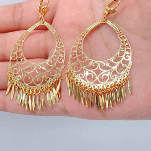 Very Light 18k Gold Filled Light Chandelier Dangling Earrings Featuring Lever