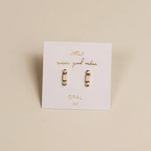 Bar Opal White Earrings