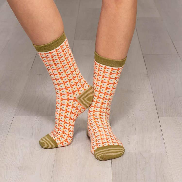 Dots Orange Border Socks