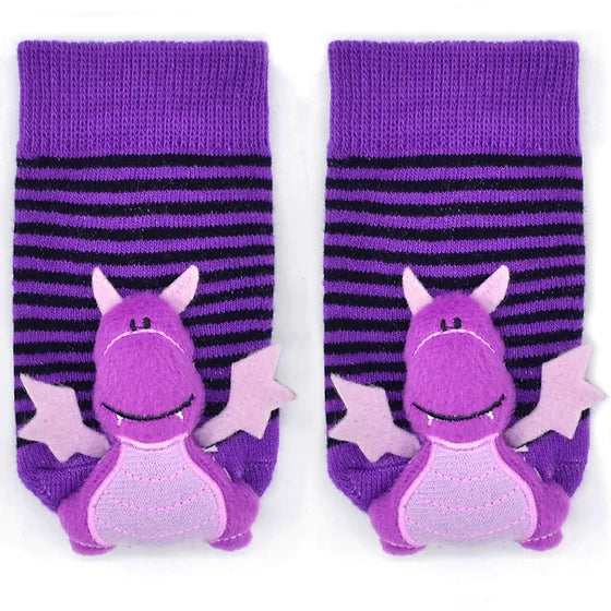 Purple Dragon Boogie Toes Rattle Toddler Socks
