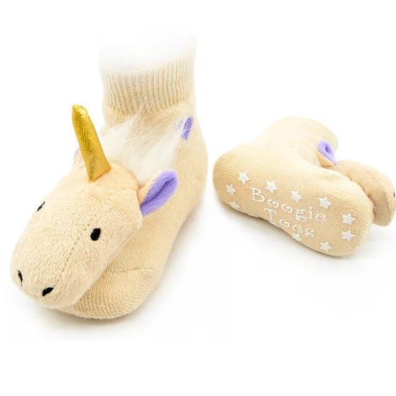 Golden Unicorn Boogie Toes Rattle Toddler Socks