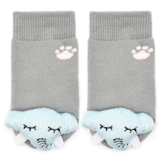 Sleepy Elephant Boogie Toes Rattle Toddler Socks