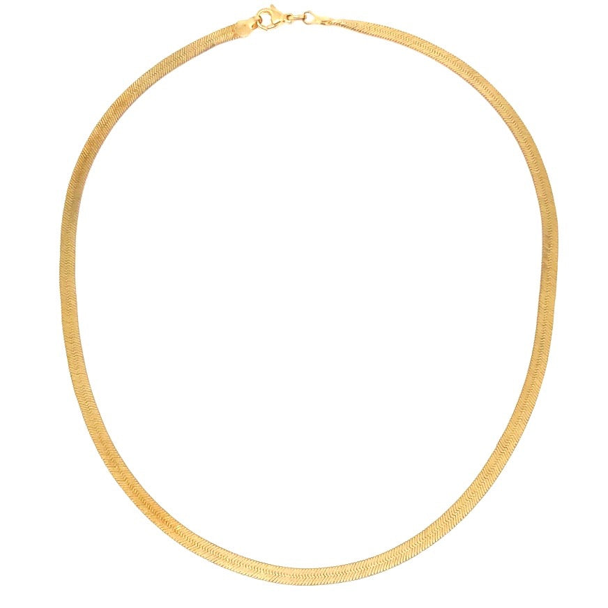 Gold Herringbone Necklace 5MM Wide