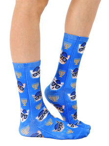 Hanukkah Kitties Crew Socks