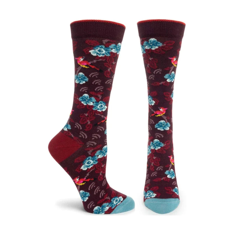 Hummingbird's Song Sock- Burgandy