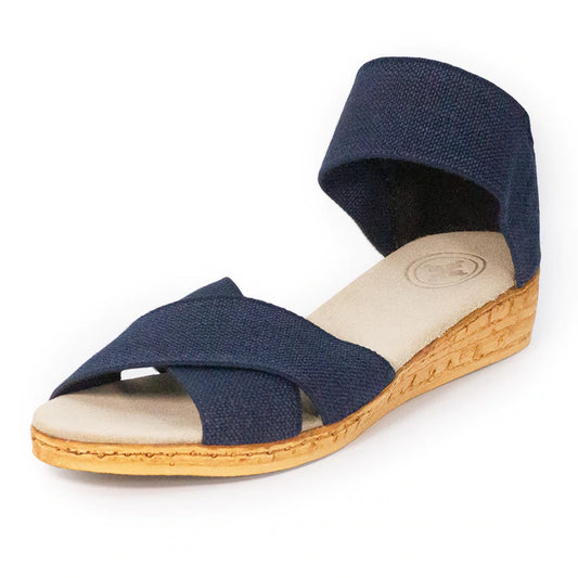 Peachtree Espadrille Sandal Navy Linen