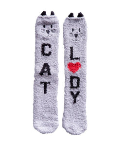 Plush Cozy Cat Lady Slipper Socks