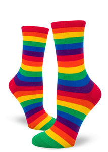 Classic Rainbow Striped Women's Crew Socks