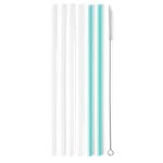 Load image into Gallery viewer, Clear + Aqua Reusable Straw Set
