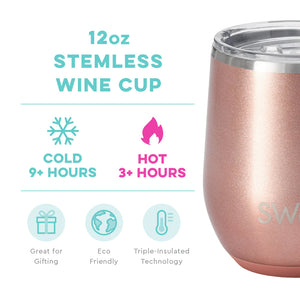 Shimmer Rose Gold Stemless Wine Cup (14oz)